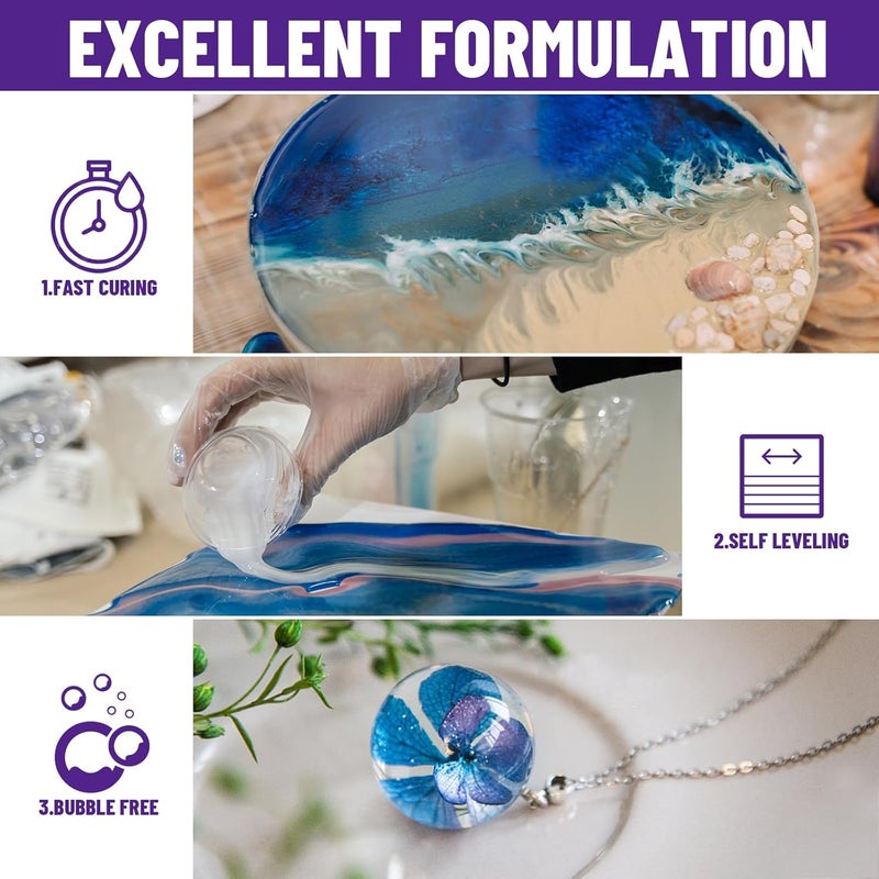 Bond Craftor Epoxy Resin Kit 16OZ, Clear Crystal Resina Epoxica Food Safe, Casting Resin for Art Craft, Jewelry Making, DIY - Image 2